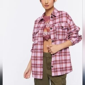 Forever 21 flannel shacket oversized  M/L color lavender